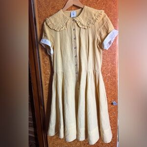Son de Flor 100% Linen Yellow Mini Dress